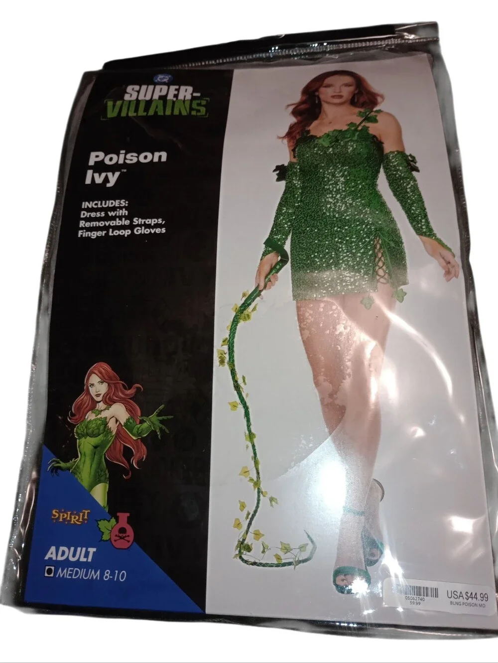 Spirit Super Villains Poison Ivy Women's Sequin Costume, Size Adult M, NWT